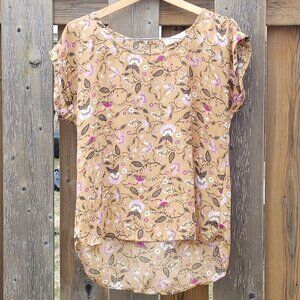 BEAUTIFUL PINK ROSE Paisley Top Women's Size Medium CAP SLEEVE